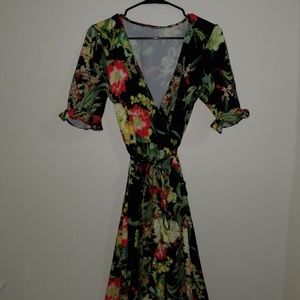 Vintage floral kimono-ish high low dress